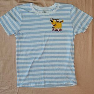Disney's Up's Dug T-shirt Blue Striped Short Sleeve Embroidered Junior Size M